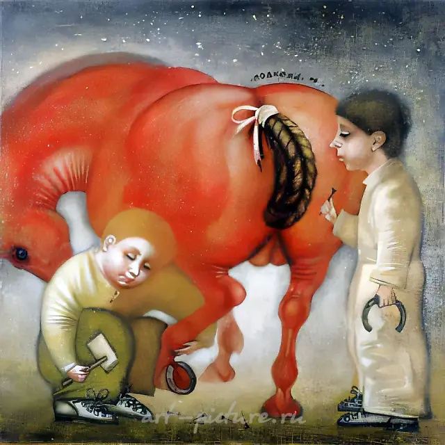 马蹄铁，2000年，布面丙烯，40x40厘米