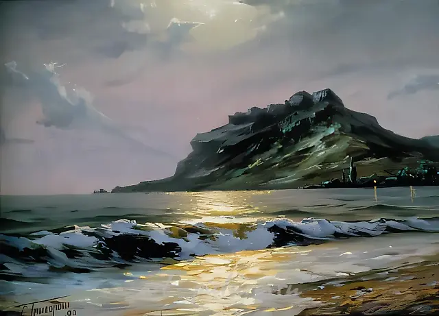 月夜在科克特贝利，1999年，布面油画，40x55厘米，$950