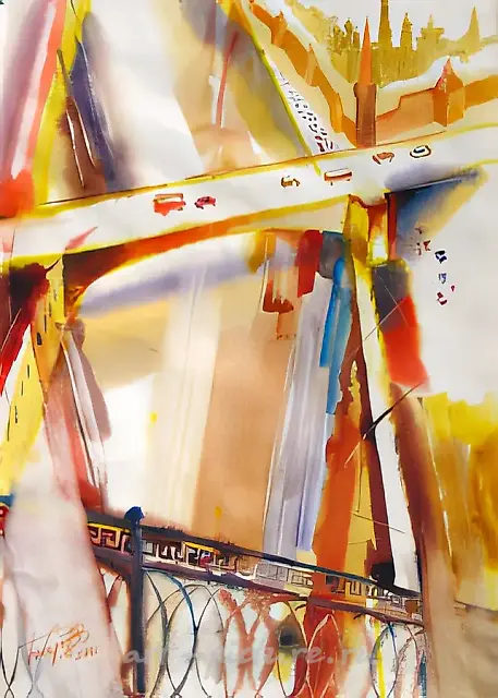 莫斯科。城市节奏，2001年，水彩画，100x70，$700