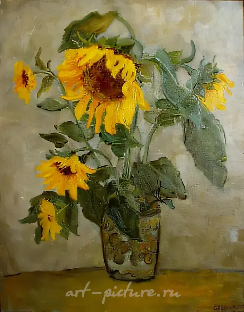 向日葵，1974年，布面油画，73x60。作者收藏。