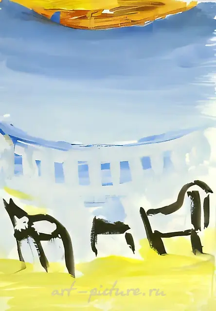 场景，1999年，木板，水粉，24×18