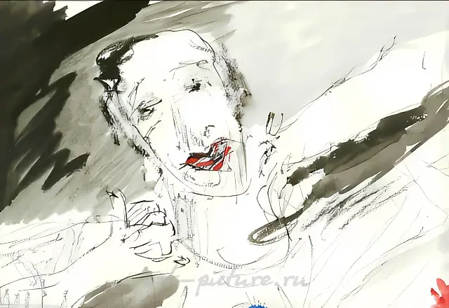 哑剧演员，1999年，木板，水粉，20x30