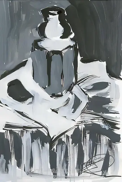 静物。《黑与白》，1999年，木板，水粉，24x18