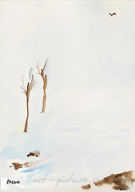 罗梅尔的冬天童话，1998年，木板、水彩，20x15厘米