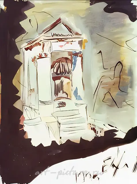 通往剧院的台阶，1999年，木板，水粉，50x40