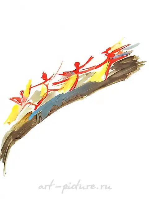 舞蹈《动作》，1999年，木板，水粉，40x30厘米