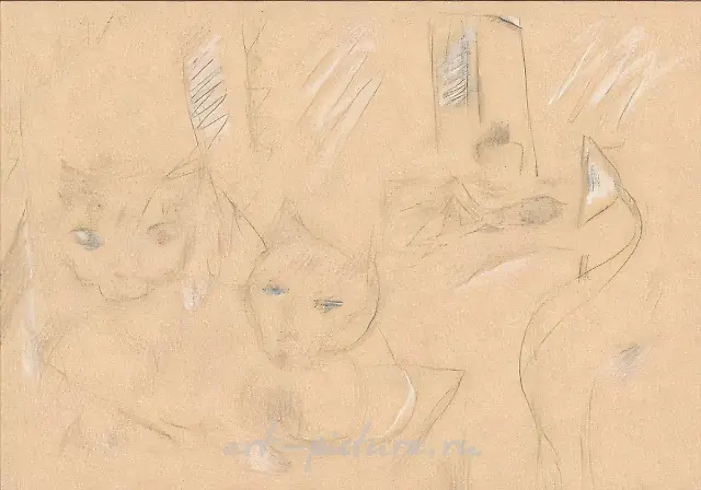 爱与爱，1999，木板，铅笔，15x20