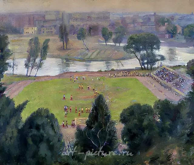 Pond. Dinamo small stadium, 1944, oil on canvas, 119х144,5 Property Rubanov V.I. and Rubanova E.I.