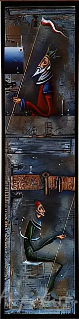 《国际象棋》系列，2001年，木材，油画，112×38