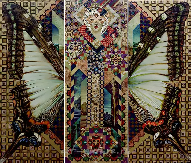 Symphony of colour. Triptych, 2002, oil on canvas, 130x50, 130x50, 130x50 Author’s property