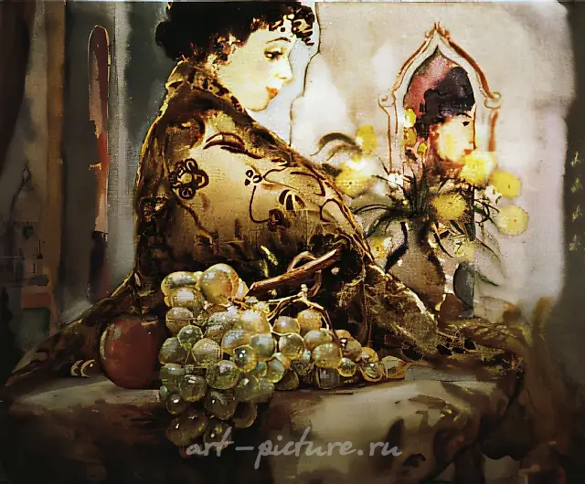 Виноград на Монмартре, 1994, холст, акварель, 35x40. Частная коллекция, Париж