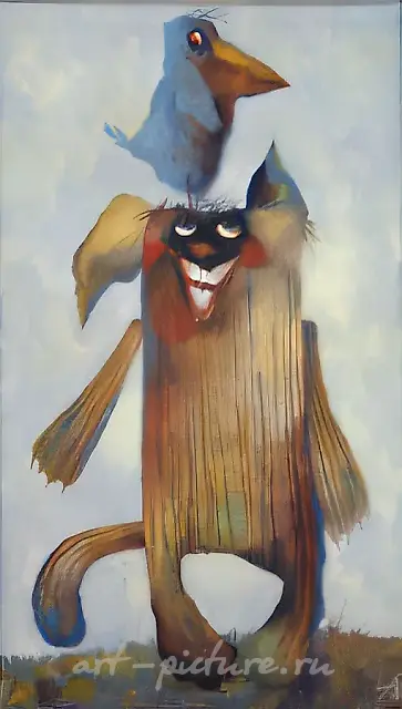 Sudden joy of meeting a blue-bird, 2001, oil on canvas, 40х70, $700