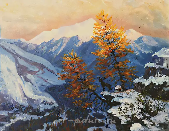 А. Оranskaya. Baksanskoe canyon. Sunrise, 1988, oil on canvas, 60х80 Privat collection. Russia