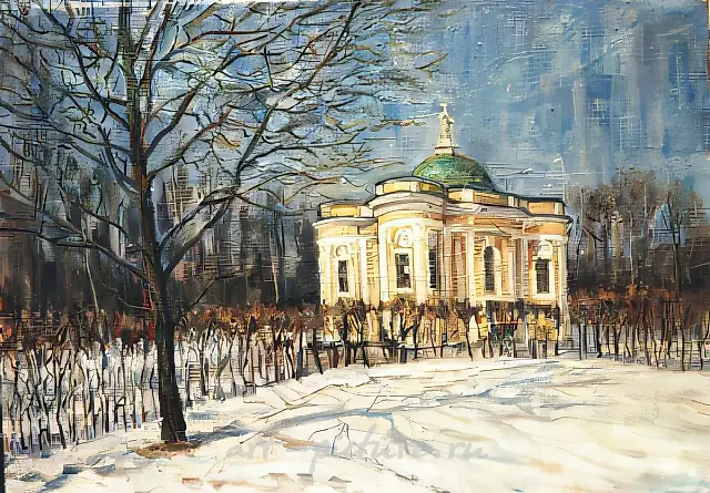 D.Nebogatov. Winter in Kuskovo, 1992, oil on canvas upon cardboard, 50х70, $180