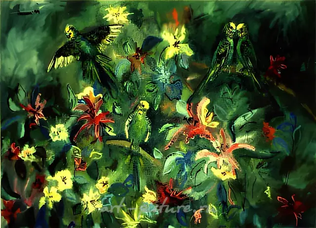 Parrots, 1997, oil on canvas, 60х80, $600