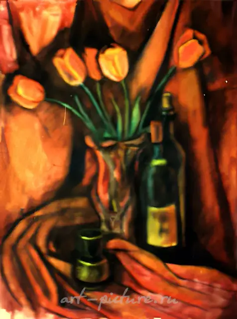 Tulips, 1996, paper, water-colour, pastel, 55х70, $500