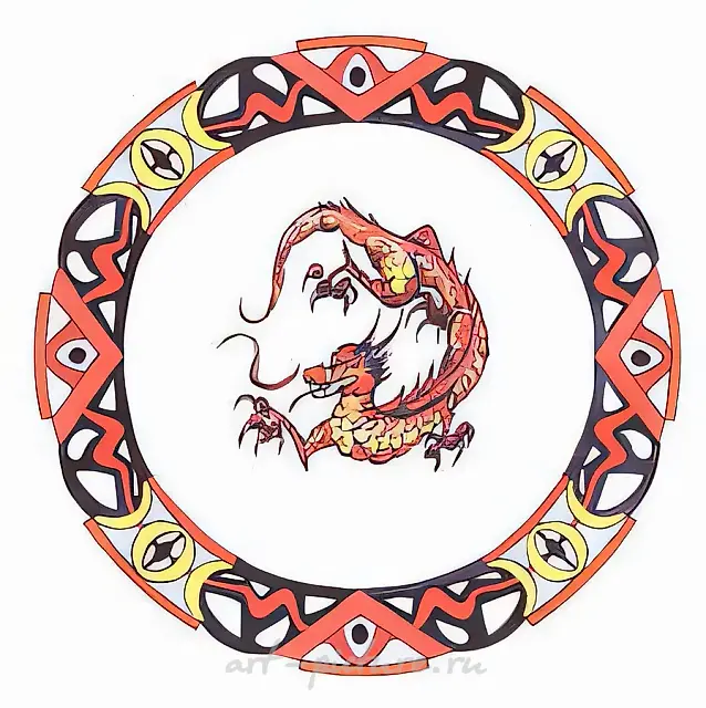 红龙，纸，水粉，墨水。盘子草图