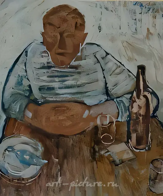 瓶子旁边，1970年，纸板蛋彩画，80x100