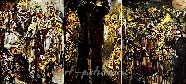 大型音乐会，1987年，油画，布面和纸板，152x115，152x102，152x115。作者收藏。