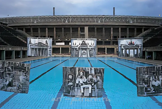 Germany`s Atlantis, 1996. Underwater installation. Olympia Stadium, Berlin