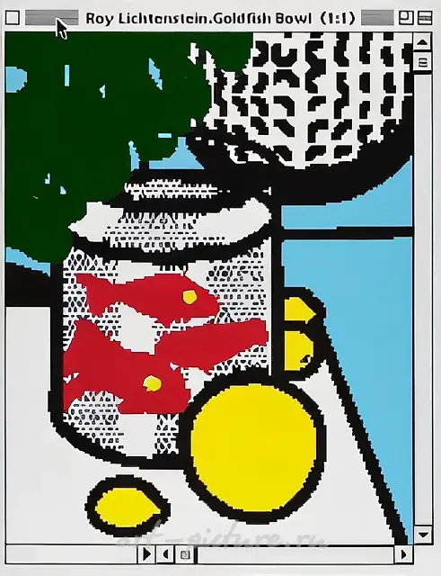 罗伊·利希滕斯坦：《金鱼缸》，1998年，布面油画，130 x 100 厘米