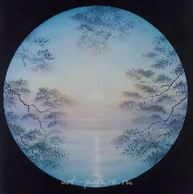 The north sun (landscape in the ring), 1988, oil on canvas, diameter 84 см