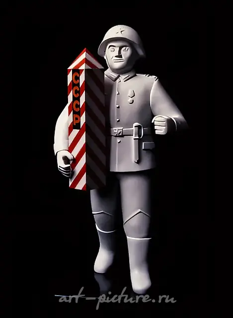 Paradise Lost: Soldier with Boundary Post, 1990, Stainless steel, 76 1/2 x 39 x 34 1/2 inches