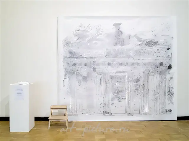 白墙，2009年，浮雕，纸张，铅笔，观众参与