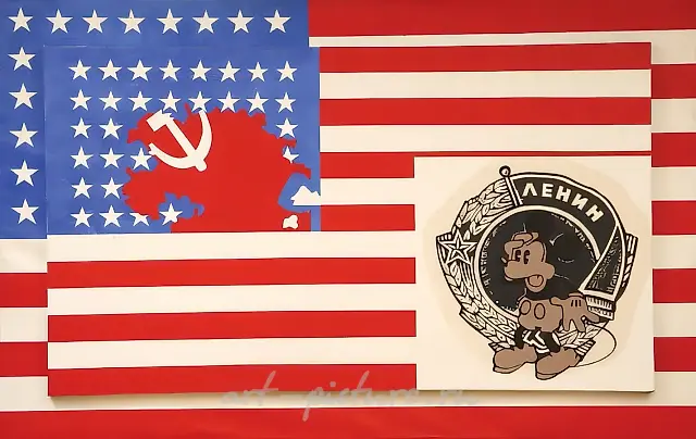 Two flags, 1990, Acrylic, canvas, 44x66 inches