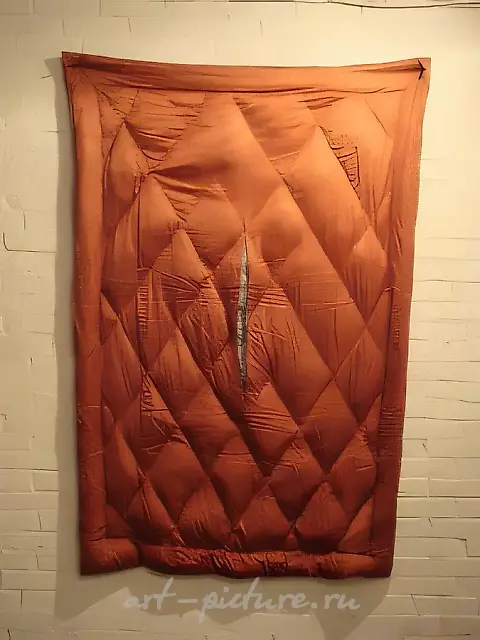 妈妈，2009年，转喻肖像，丝绸羽绒被，铁钉，120x180厘米