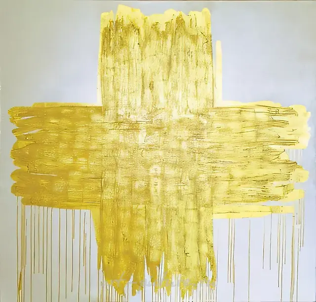 Fat Cross, 2007, canvas, gold, 170X180 cm