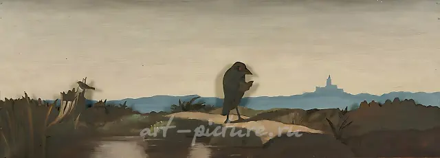Bird, 1998, oil, cardboard, 37х100