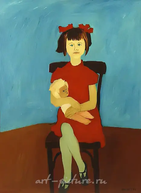 Girl with a Doll, 1988, orgalith, oil, 120x100. Author`s property