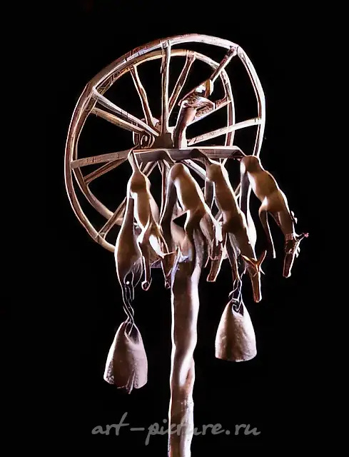 Top of a Ritual Staff, 1992, bronze, 150x35x40. Author`s property