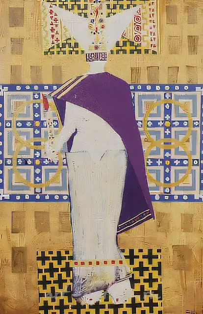 女王，1992年，混合媒介，150x100。作者自藏。