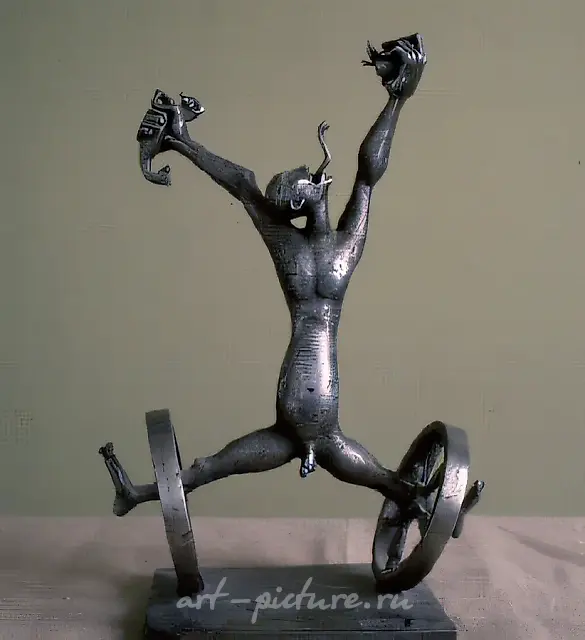 《我们的蒸汽机车，向前飞……》，1988年，铸造，铝，37×18.5×14厘米