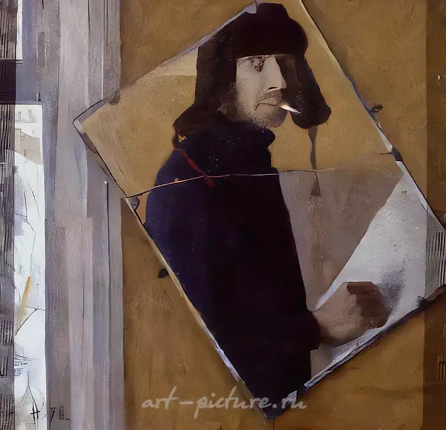 Self-portrait in a Cracked Mirror, 1976, orgalyth, oil,   Author`s property