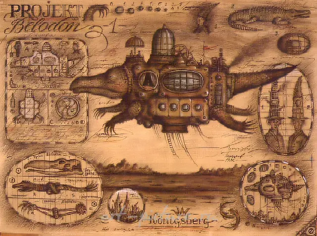 《贝洛东项目》，1992年，纸本，木炭，酱料，水彩，水粉，墨水，80x60厘米。加里宁格勒美术馆。