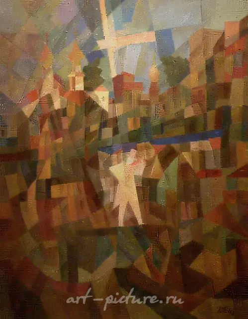 街头音乐家，1993年，布面油画，100x90厘米。作者所有。