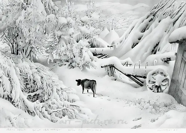 "Imeretian winter". From series "My Motherland". Sheet No.2, 1983, paper, pencil, 43x65