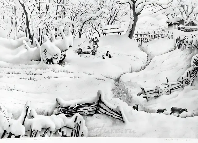 "Imeretian winter". From series "My Motherland". Sheet No.1, 1983, paper, pencil, 43x65