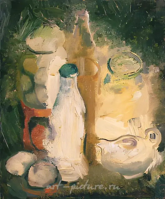 Kefir Bottle, 1978, cardboard, oil, 48x39 Author`s property