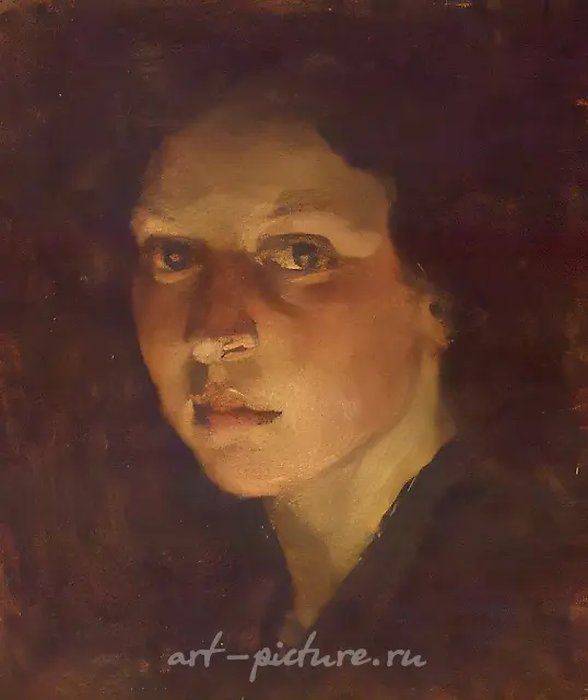 Автопортрет, 1951, картон, масло, 32х27 Собственность автора