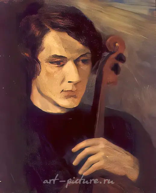 Son with a Cello, 1989, canvas, oil, 60x50 Author`s property