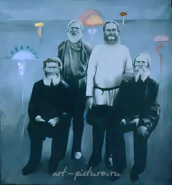 Peasants, 1993, canvas, oil, 203x190 Authors` property