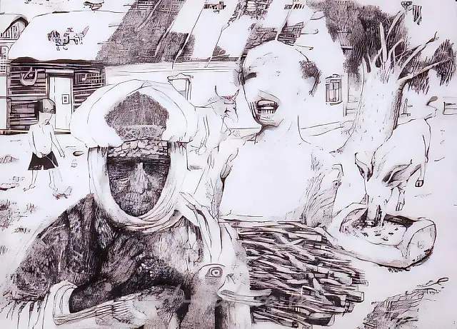 Remembering oneself, 1987, paper, indian ink, pen, 30x21 Author`s property