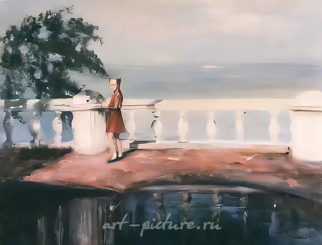 阳光下的女孩，1990年，油画布，115x150厘米。作者自藏。