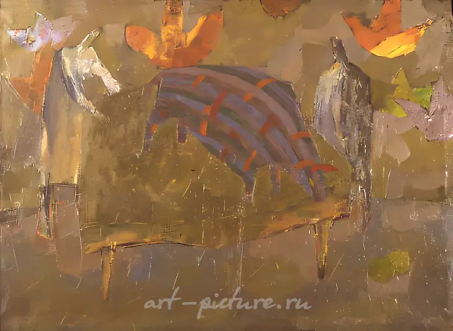 Walk of a Spotted Bull, 1992, canvas, oil, 86x120