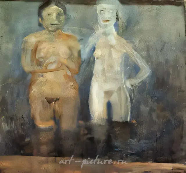 朋友，1992年，帆布，蛋彩，80×85