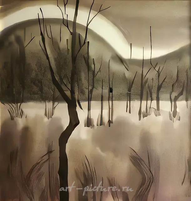 Autumn Landscape, 1994, silk, dye-stuff, 89x84